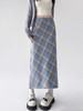 【毛呢格子复古半身裙】秋冬新款 高腰显瘦开叉包臀格纹中长款A字裙 商品缩略图4