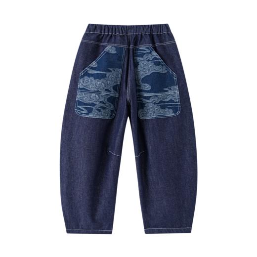 【shé来运转】漫画家24国风新中式卷云如意提花牛仔拜年裤长裤 商品图3