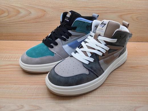 豪行真皮休闲男鞋12323127平底时尚系带高帮潮鞋 商品图2