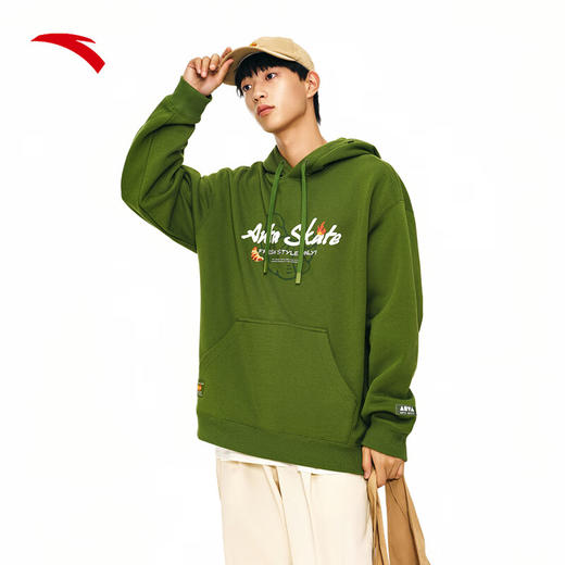 安踏潮流百搭连帽卫衣男秋冬新款字母印花休闲运动上衣172448703N 商品图1