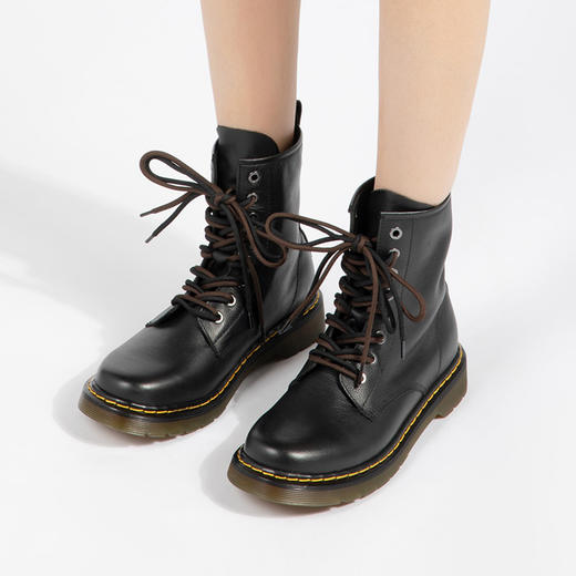 Wayne Flex韦恩平底马丁靴经典圆头短靴系带高帮甜酷百搭女靴WF6247 商品图0