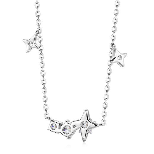 卡蒂罗/KADER 双链/单链可选 星芒物语项链 闪耀四芒星璀璨吸睛满钻设计锁骨链 闪耀银河梦幻星点配饰 925银 商品图5