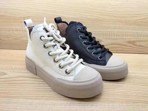 豪行2023秋季新款23317165真皮舒适厚底加肥高帮单鞋女休闲鞋 商品图5