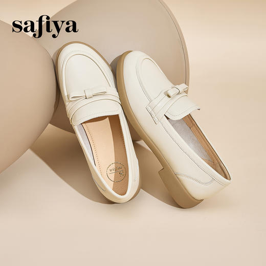 预售12天|Safiya/索菲娅2024英伦风真皮一脚蹬蝴蝶结软底休闲复古单鞋 SF43112146 商品图1