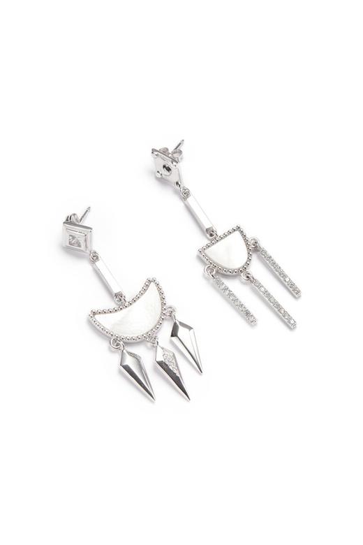 Time Made 贝壳锆石不对称几何耳环 7656 商品图3