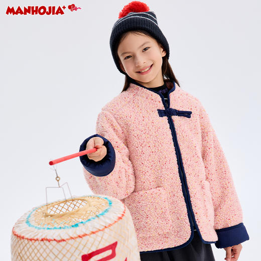 【“桃”个好彩头】漫画家24烟花彩点羊羔毛新中式拜年棉服外套 商品图1