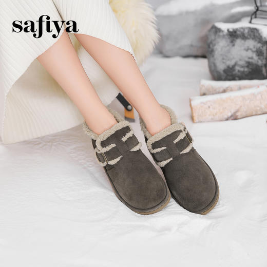 预售12天|Safiya/索菲娅2024冬季复古加绒保暖防滑短筒平底羊羔毛雪地靴 SF4411A164 商品图3