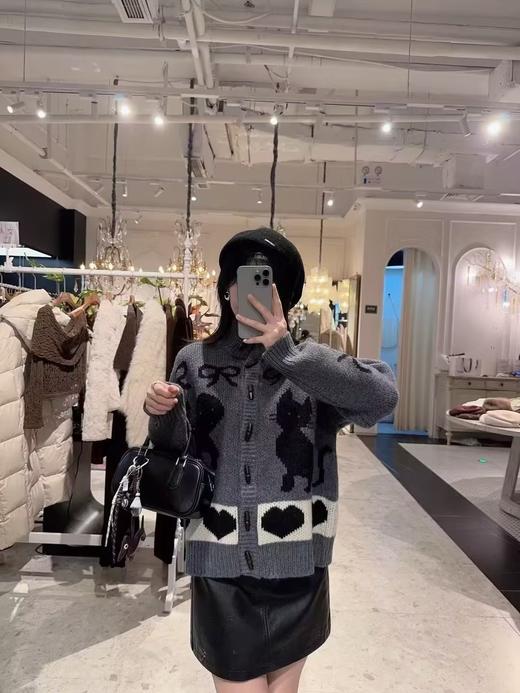 【门店同款】ENJOY冬季蝴蝶结小猫牛角扣针织外套 159873591 商品图4