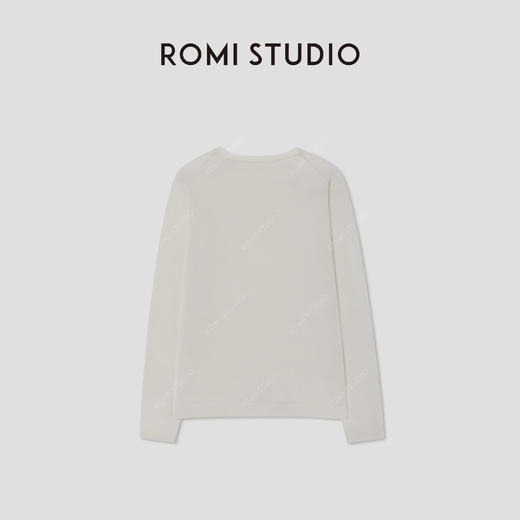 ROMI STUDIO“冬日暖白”绵羊毛桑蚕丝混纺肤感套头毛衫RW24WSG0686 商品图1