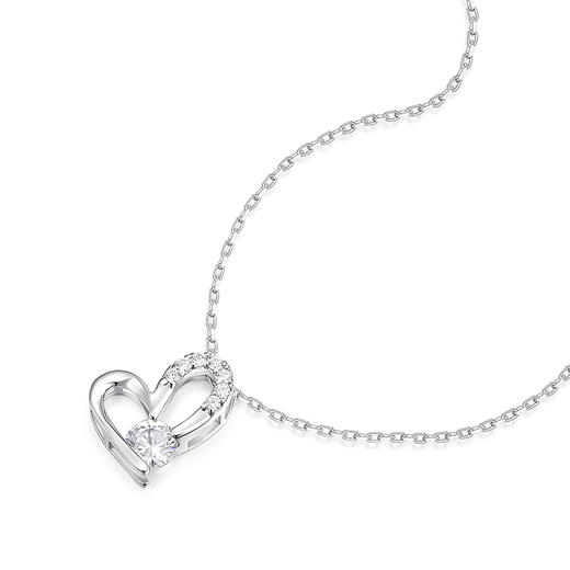 卡蒂罗/KADER 心间微光项链 满钻镶嵌大颗锆石闪耀爱心百搭锁骨链 璀璨吸睛优雅温柔小众设计吊坠 925银 商品图2