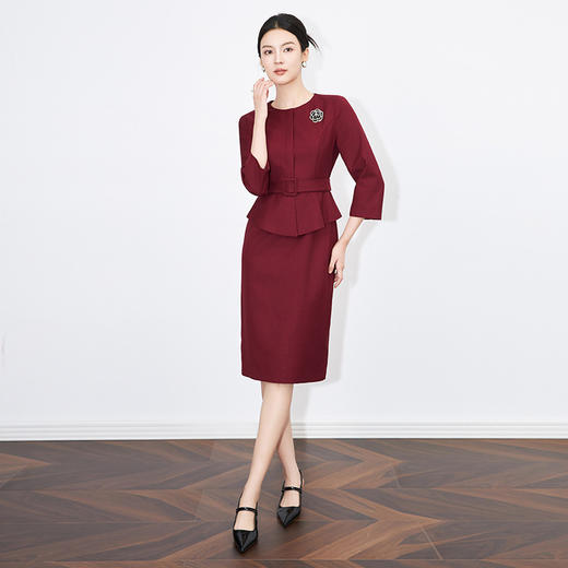【高货wl】全新升级【铂金会员339/天猫459/差价120】(13543) 洛诗琳精致名媛气质职场假两件修身显瘦包臀中长款连衣裙 商品图2