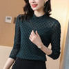 加绒亮丝网纱植绒波点打底衫修身显瘦T恤K-E001M3723 商品缩略图3