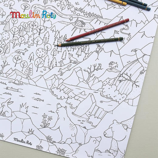 Moulin Roty 花园主题 巨幅涂鸦画卷 适合年龄3岁+ 色彩色感发挥 怎么涂都好看 法国品牌 712607 商品图2