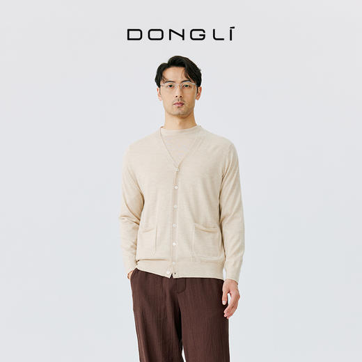 东黎 • 山羊绒男士秋冬V领系扣开衫 4880 商品图0