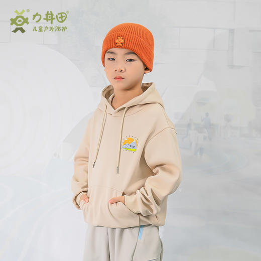力丼田儿童户外高山系列 休闲连帽卫衣 杏色百搭 L2411S015CAYW 商品图0