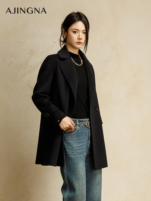 【商场同款】阿菁娜冬季新款宽松H型慵懒大衣A30D211009 商品图2