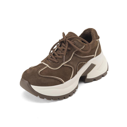 westory2024年秋冬新款休闲风厚底坡跟百搭短靴毛毛休闲鞋S24DM85101 商品图1