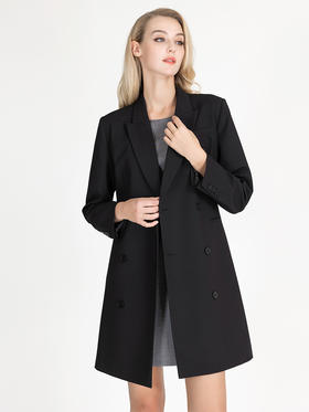 LIZZY优雅气质经典双排扣西装连衣裙二穿7902