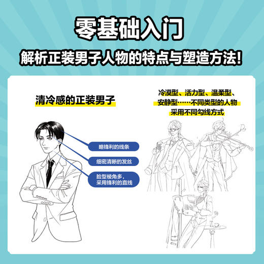 画出魅力非凡的漫画人物 优雅正装系 二次元少年男子动漫画教程书 男友人体动态人体结构服装搭配造型设计 商品图2