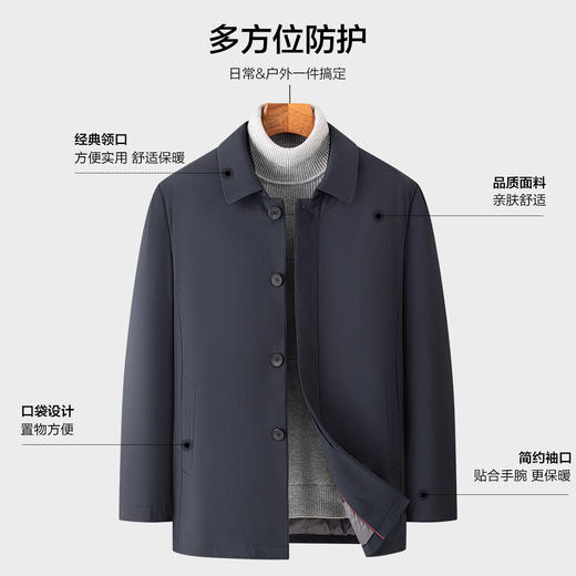 【90白鸭绒 可脱卸内胆】罗蒙秋冬翻领羽绒服外套男士简约百搭爸爸装羽绒服外套 商品图13