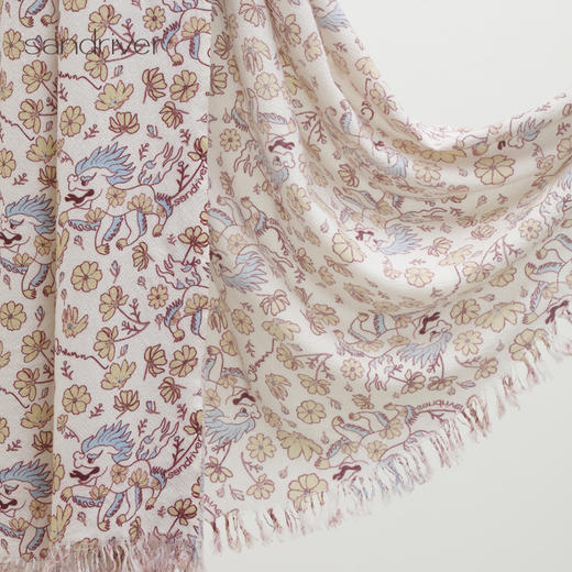 疗愈羊绒|精纺羊绒”吉祥狮"印花披肩SJF96P809N 商品图1