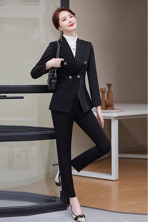 ELLA JADE 雅黑条纹拼接西装套装 14664 商品图1