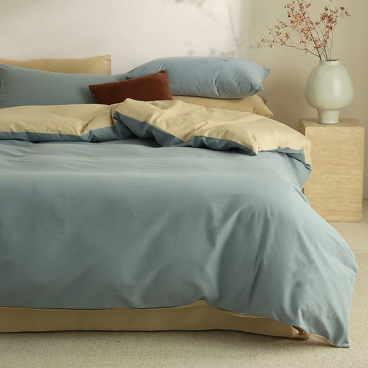 【100支全棉磨毛四件套】磨毛100支全棉四件套纯色轻磨毛床品套件长绒棉双拼 商品图2