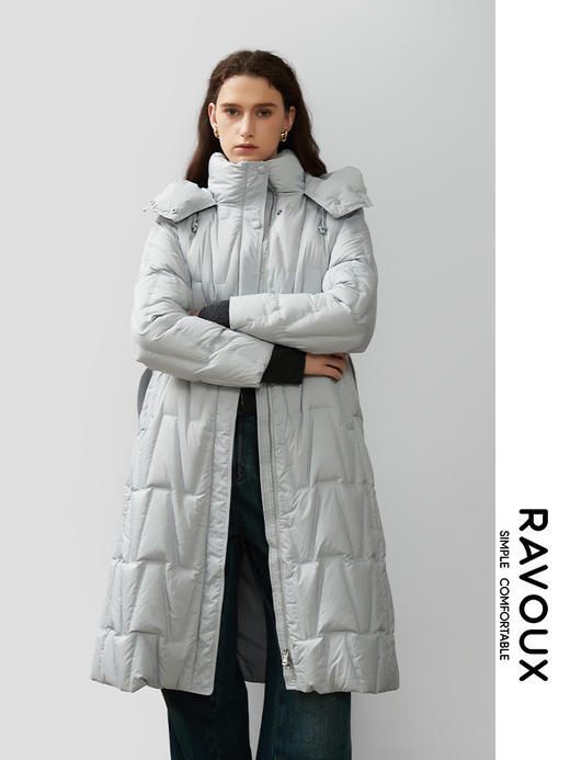 264289913系腰带压花长款羽绒服 商品图4