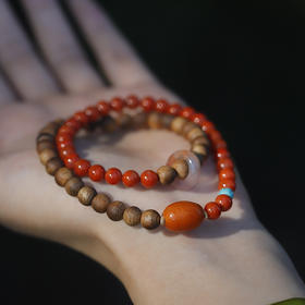 【宫里手串】南红沉香双圈手串