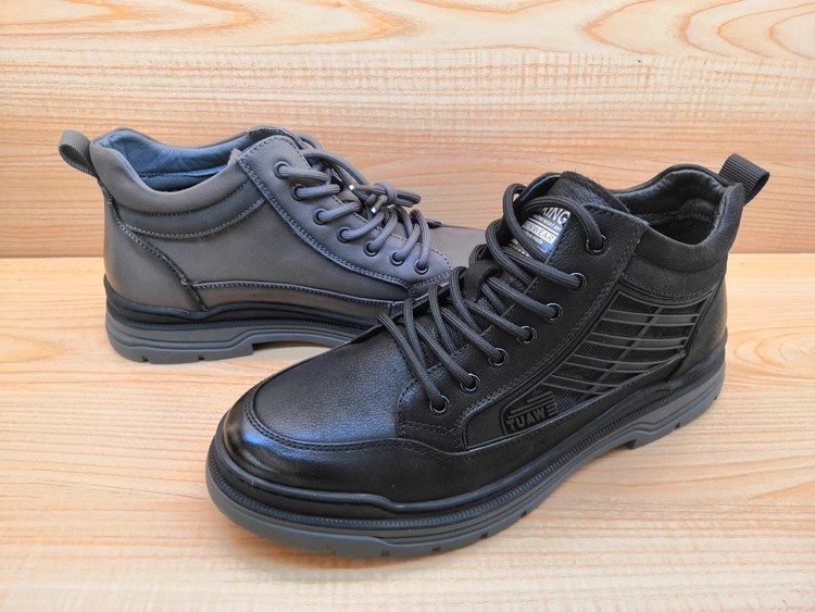 豪行时尚男鞋12362001牛皮经典潮流板鞋高帮单鞋