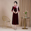 韩国绒时尚旗袍，大摆长款连衣裙HYX-24-7858 商品缩略图1
