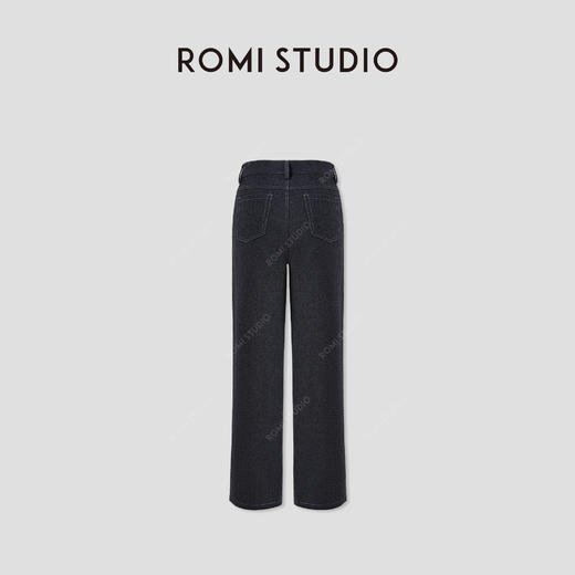 ROMI STUDIO“率性自我”绵羊毛混纺花纱感高腰直筒休闲裤 431K6090 商品图1