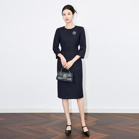 【高货wl】全新升级【铂金会员339/天猫459/差价120】(13543) 洛诗琳精致名媛气质职场假两件修身显瘦包臀中长款连衣裙