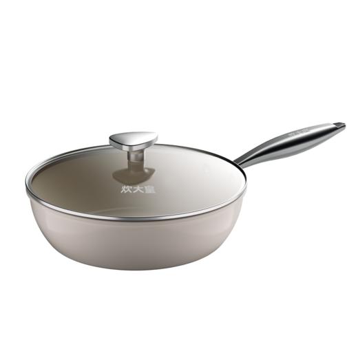 🎁炊大皇白玉陶瓷炒锅    精铁+内外陶瓷釉、锅盖/钢化玻璃、锅柄锅钉珠/铸钢   燃气灶、电磁炉、电陶炉适用 商品图2