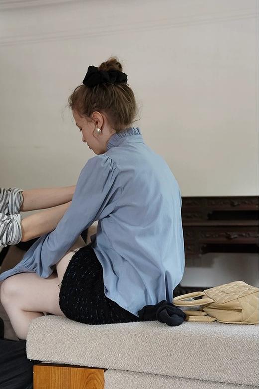 Le Malene 蓝色宫廷风花边领衬衣 19302 商品图5