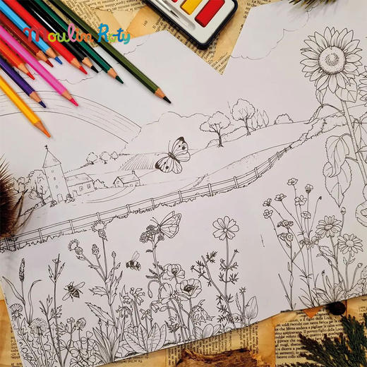 Moulin Roty 花园主题 巨幅涂鸦画卷 适合年龄3岁+ 色彩色感发挥 怎么涂都好看 法国品牌 712607 商品图3