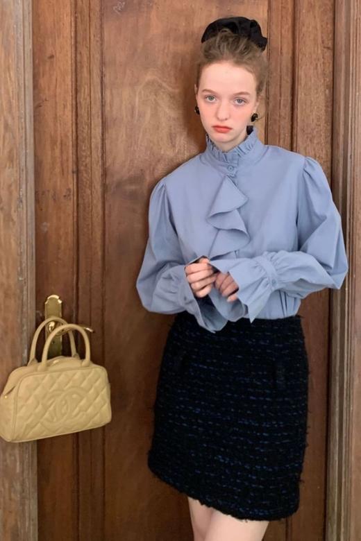 Le Malene 蓝色宫廷风花边领衬衣 19302 商品图4