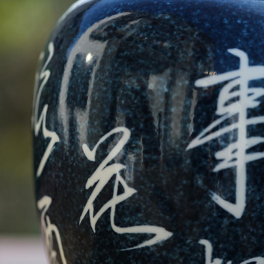 洒蓝手书大号茶叶罐摆件将军罐 商品图4