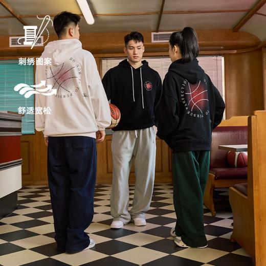 LUSHISI秋冬款蓄力待发主题415g纯棉重磅卫裤绳毛圈直筒针织长裤 商品图4