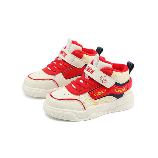 B.Duck小黄鸭童鞋冬季男女童魔术贴板鞋加绒保暖高帮鞋26-30 B5586945 商品图3