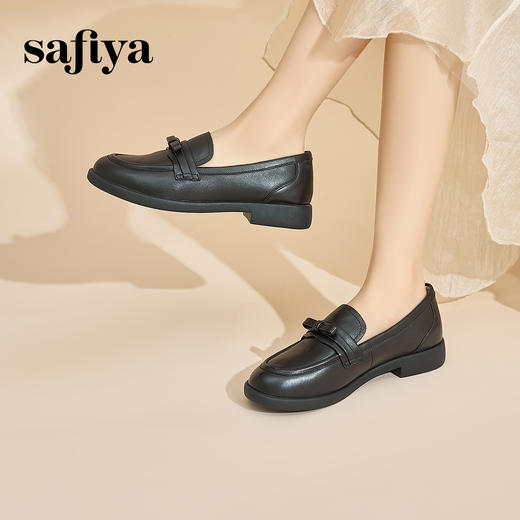 预售12天|Safiya/索菲娅2024英伦风真皮一脚蹬蝴蝶结软底休闲复古单鞋 SF43112146 商品图3