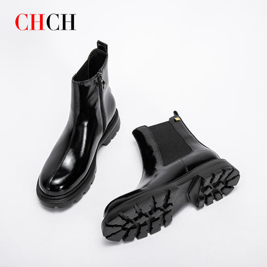 CHCH平衡鞋2024秋冬新品拉链粗跟时尚女靴切尔西短靴CN2B6051 商品图3