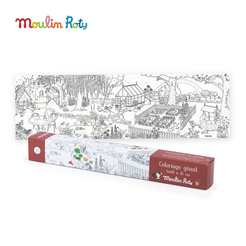 Moulin Roty 花园主题 巨幅涂鸦画卷 适合年龄3岁+ 色彩色感发挥 怎么涂都好看 法国品牌 712607
