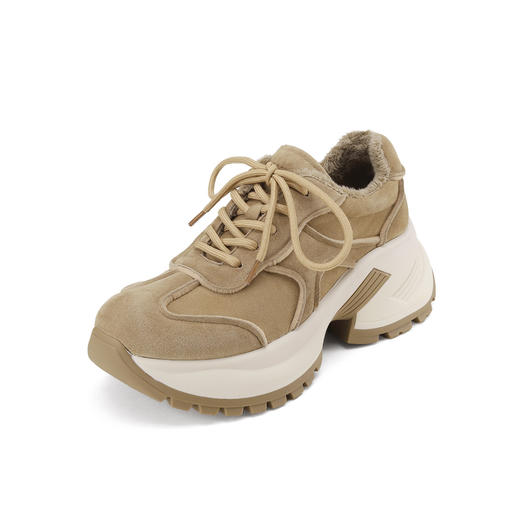 westory2024年秋冬新款休闲风厚底坡跟百搭短靴毛毛休闲鞋S24DM85101 商品图0