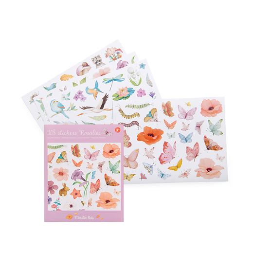 Moulin Roty 花朵女孩主题 涂色绘本&贴纸 适合3岁以上 艺术启蒙 放飞想象力 法国品牌-710185 商品图10