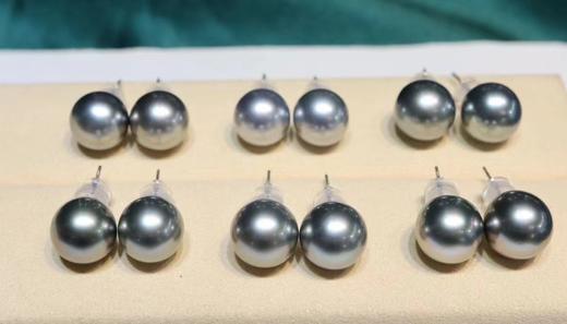 大溪地铂金灰耳钉 9-10mm 商品图2