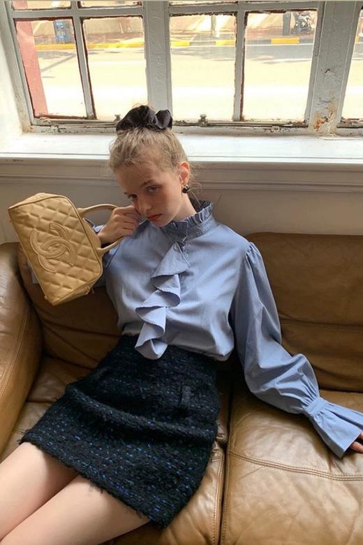 Le Malene 蓝色宫廷风花边领衬衣 19302 商品图6