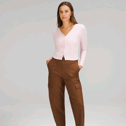 【顺丰包邮】21442 洛诗琳轻奢极简设计感侧腰抽褶女士罗纹开衫193 商品图0