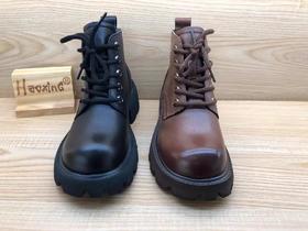 豪行秋季新品时尚休闲真皮女单短靴马丁靴22445013