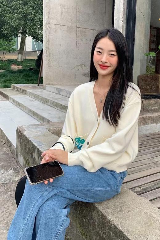 Stay2Weeks 软糯米白花卉图案针织开衫 14541 商品图2